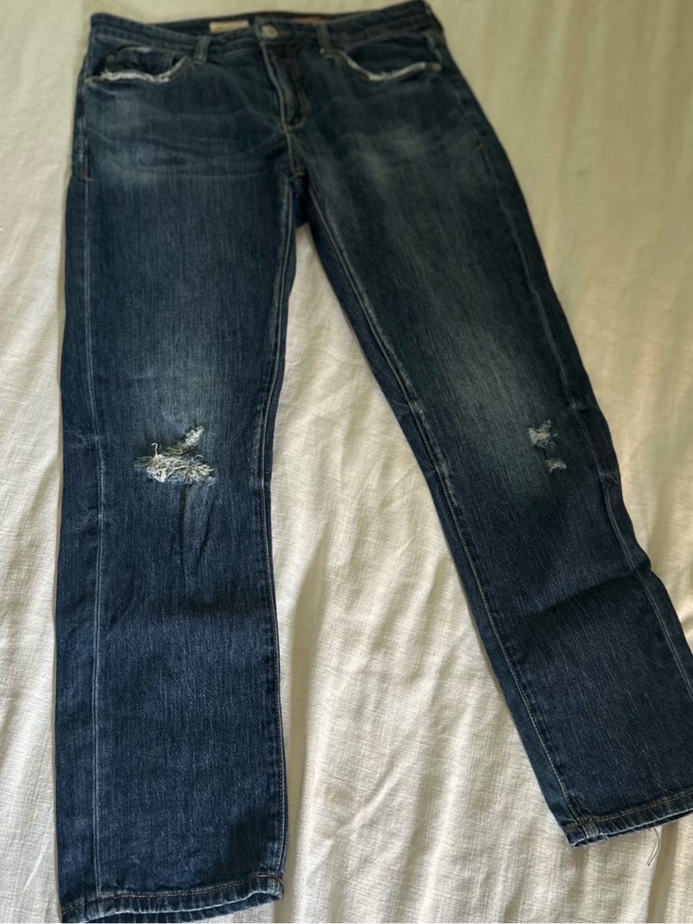 Pilcro slim boyfriend crop jean | medium wash | size 28 | Anthropologie